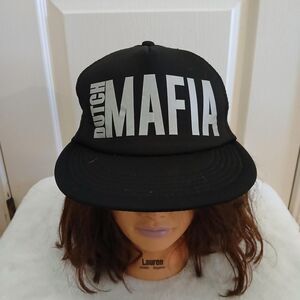 Dutch Bros. Coffee black trucker cap silver DUTCH MAFIA text Streetwear Gorpcore